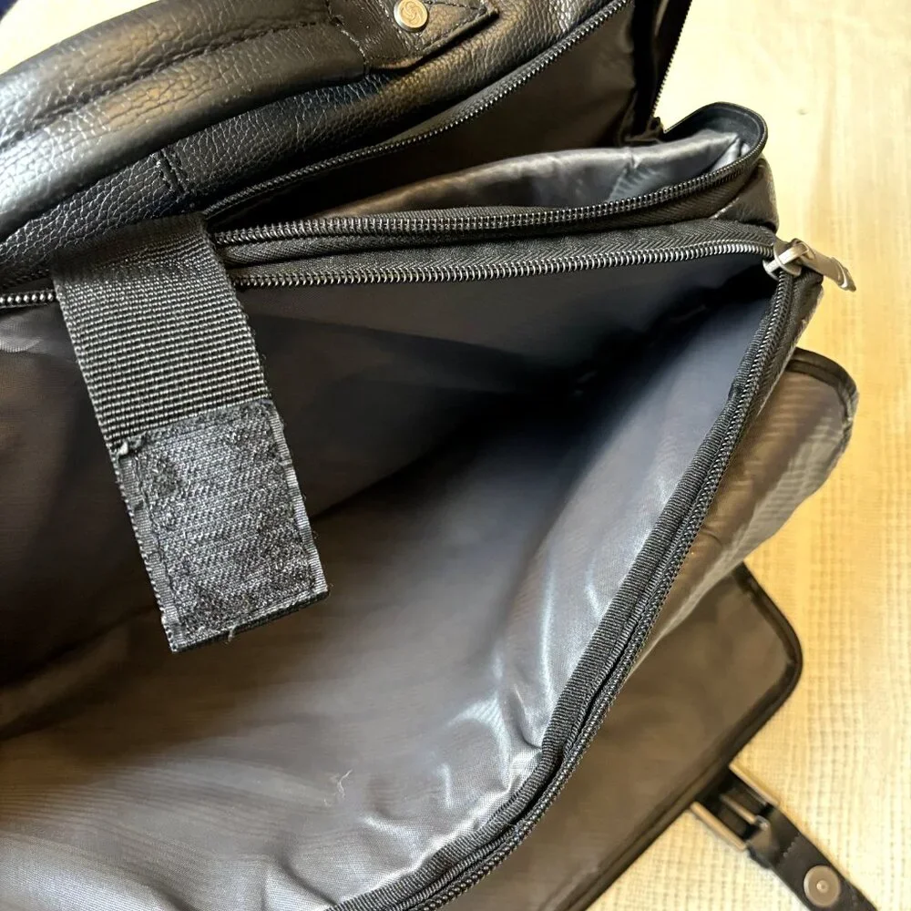 Samsonite Black Classic Leather Flapover Business Satchel Bag—Fits‎ 2 Laptops - Picture 7 of 16